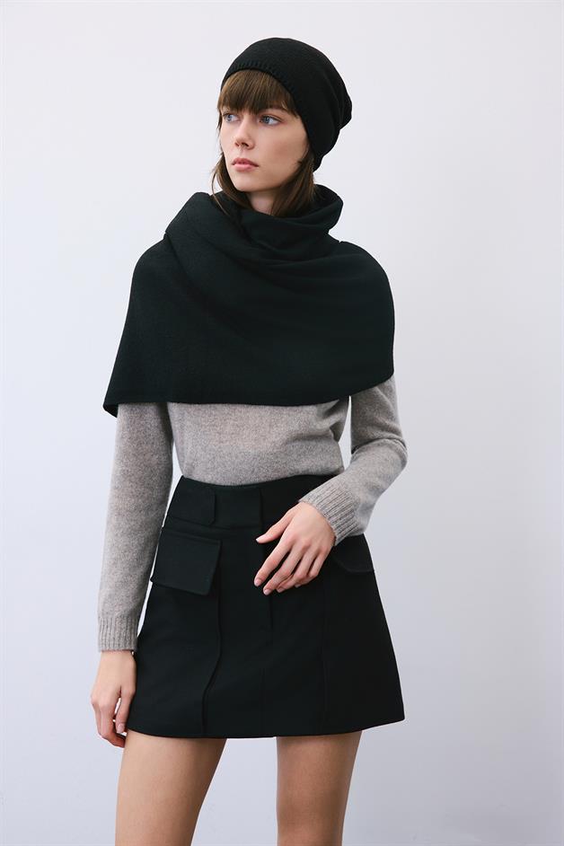 Soft Black Scarf and Beanie Set