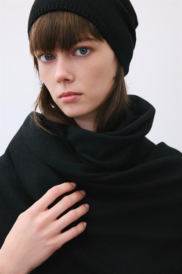 Soft Black Scarf and Beanie Set
