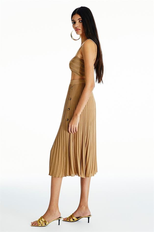 Zincir Askılı Camel Triko Top