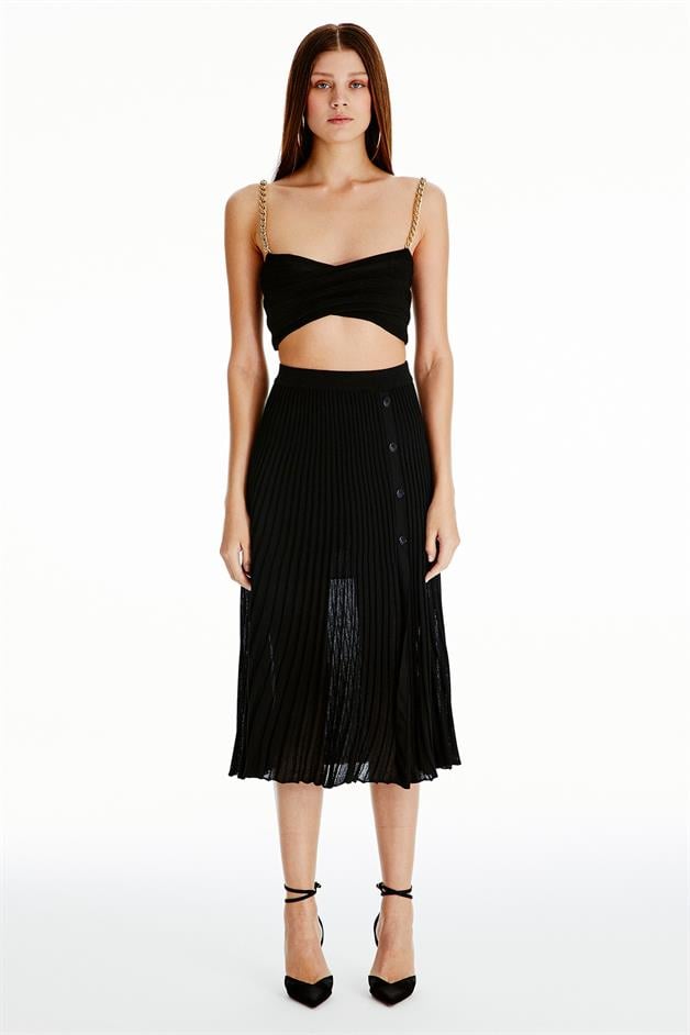 Zincir Askılı Siyah Triko Top