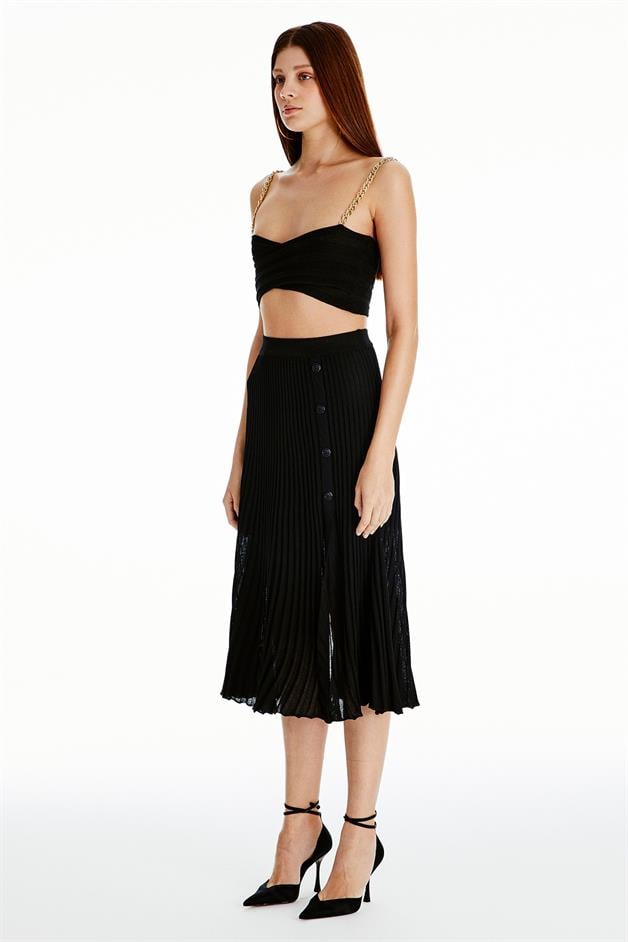 Zincir Askılı Siyah Triko Top