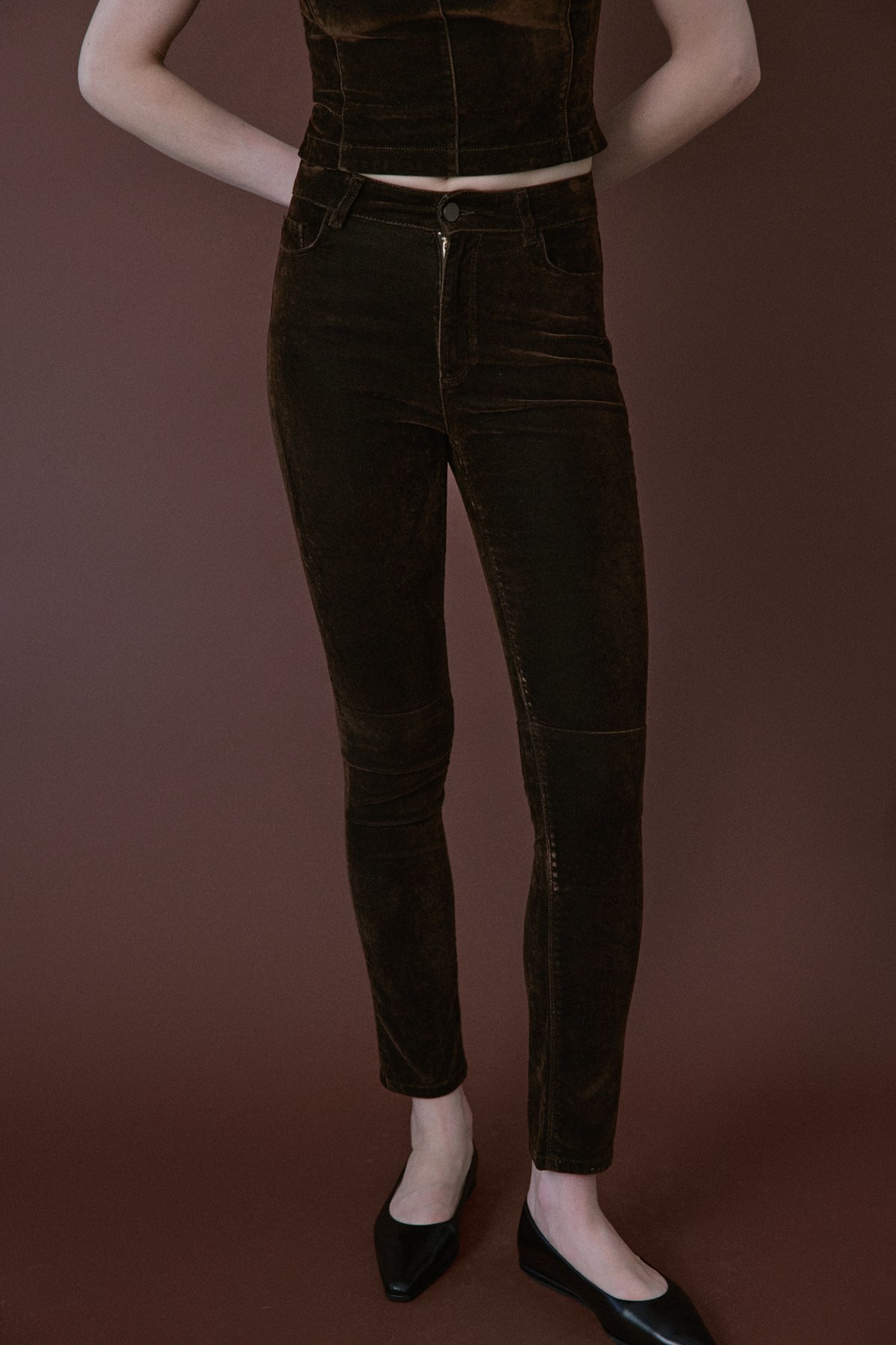 Normal Bel Dokulu Skinny Kahve Pantolon · 5