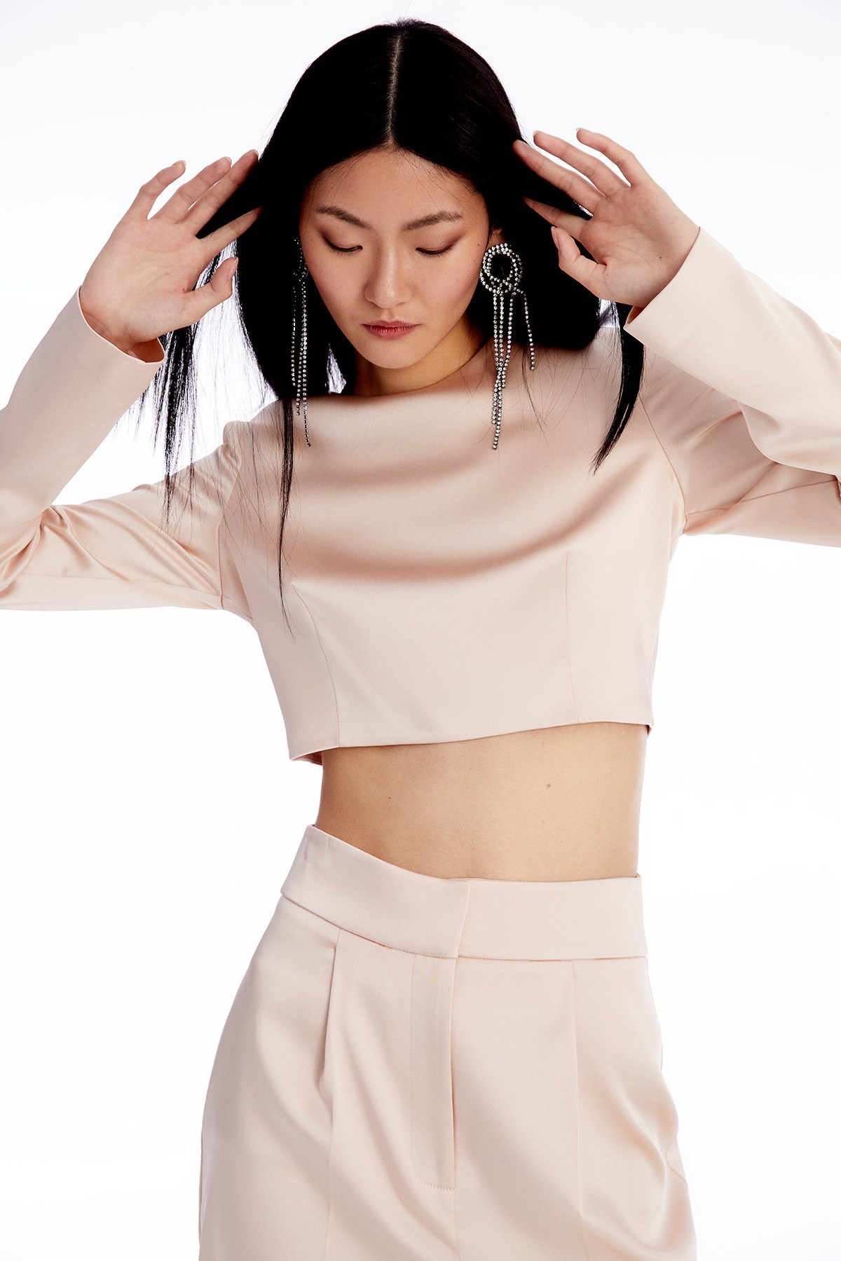 Crop Pudra Saten Bluz · 4