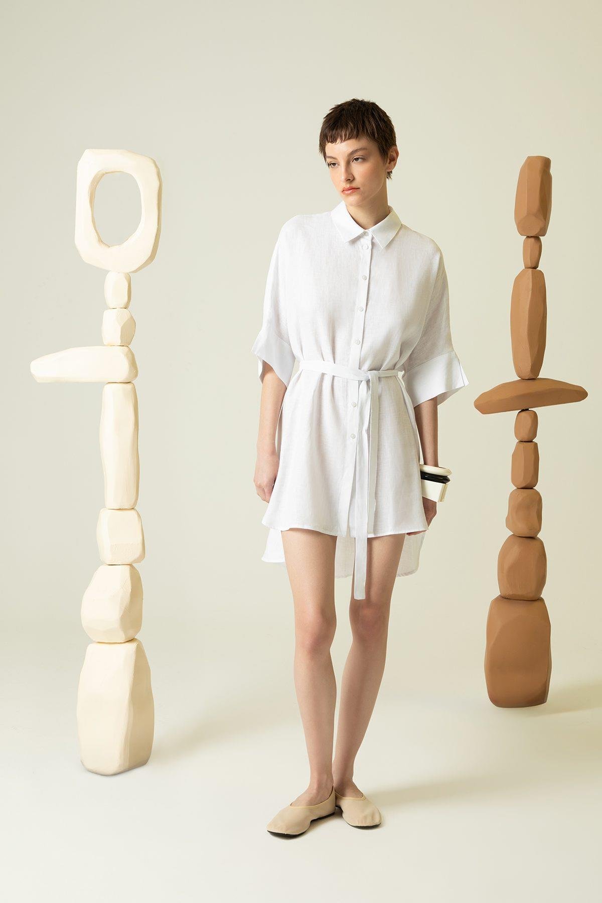 Short Sleeve White Long Shirt Rue Les Createurs