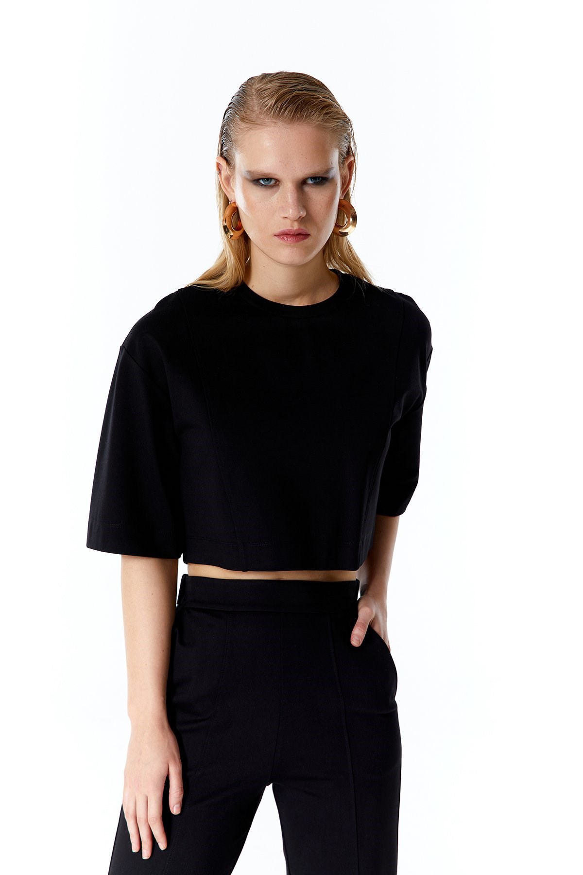 Siyah Basic Crop T-Shirt · 6