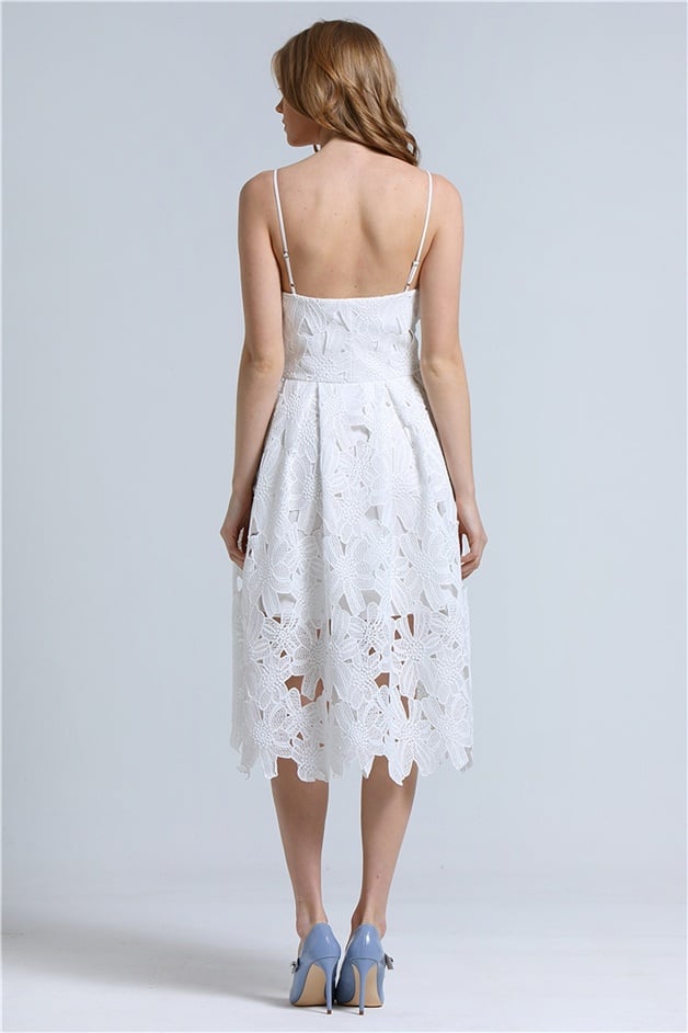 Askılı Güpür Dantel Elbise Ekru | DRESSES | RUE