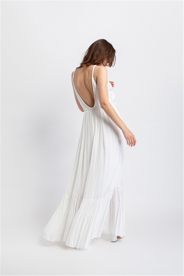 Sırtı Açık, Bol Form Halat Kemerli Elbise Beyaz | Elbise | RUE