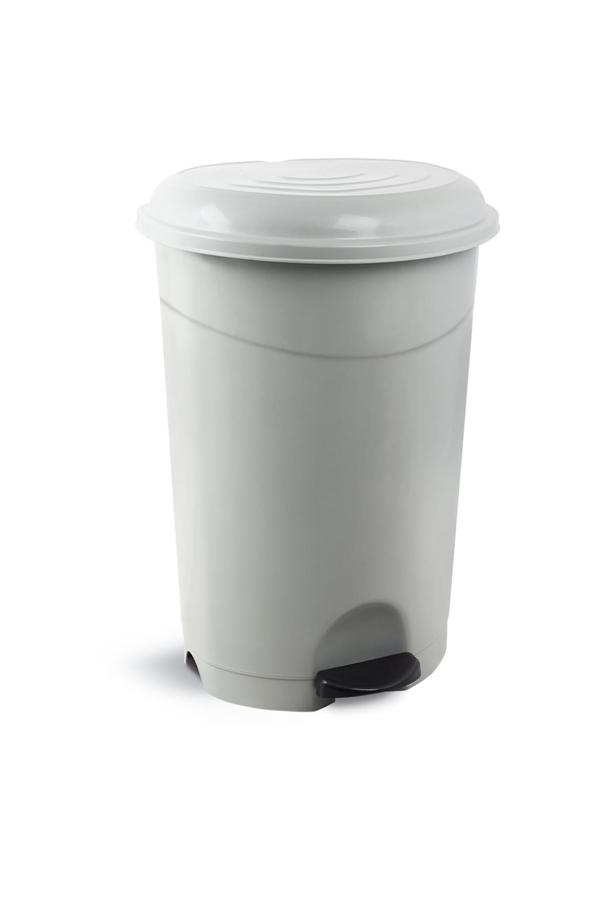 Plastik Pedallı Çöp Kovası Gri