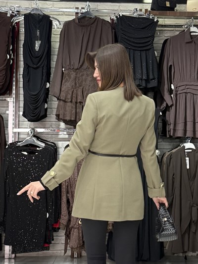 Apoletli Fıstık Yeşili Blazer Ceket