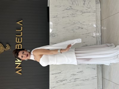 Beyaz Melissa Şal Detay Tül Abiye