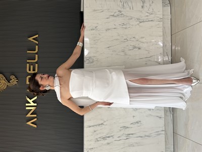 Beyaz Melissa Şal Detay Tül Abiye