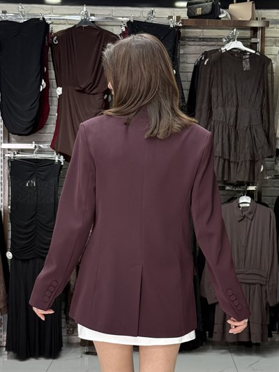 Bordo Küpeli Blazer Ceket
