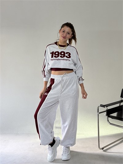Bordo Uzun Kollu 1993 Baskılı Takım