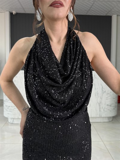 Elissa Siyah Balık Abiye