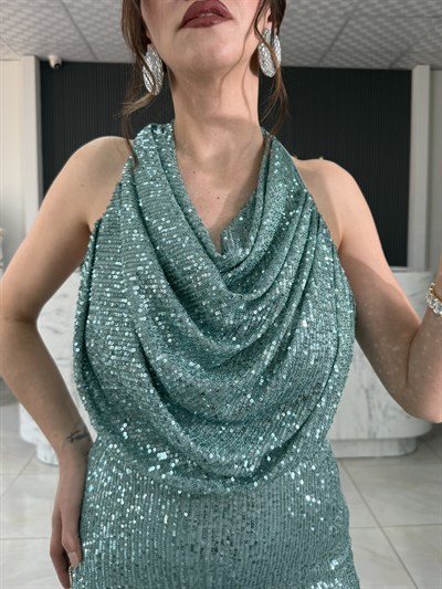 Elissa Su Yeşili Balık Abiye