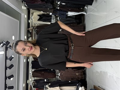 Geniş Paça Acı Kahve Pantolon
