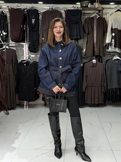Gold Düğme Detaylı Denim Ceket