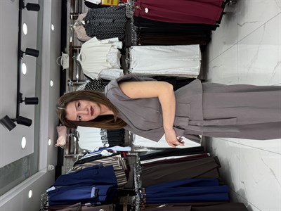 Gri Bel Kuşaklı Yelek Pantolon Takım