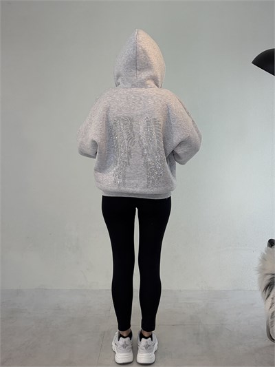 Gri Fermuarlı Melek Sweat