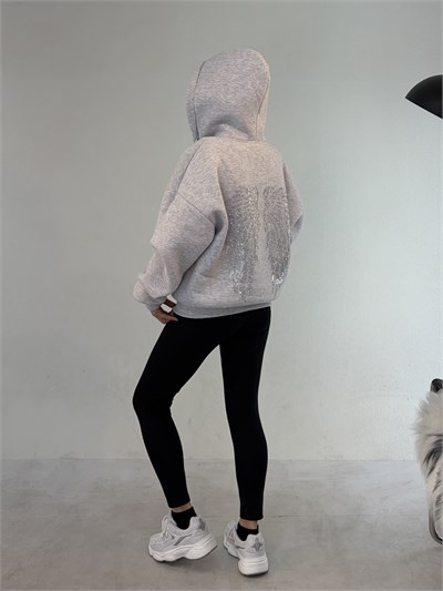 Gri Fermuarlı Melek Sweat