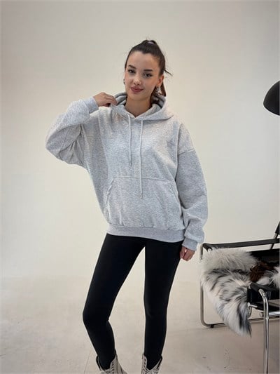 Gri Yıldız Baskılı Taşlı Sweat