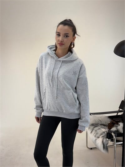 Gri Yıldız Baskılı Taşlı Sweat