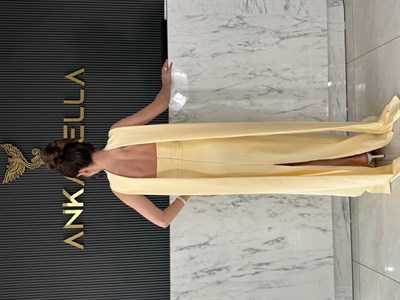 Juliet Taş Baskılı Tereyağ Sarısı Abiye