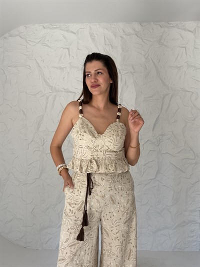 Kahve Büstiyer Pantolon Takım