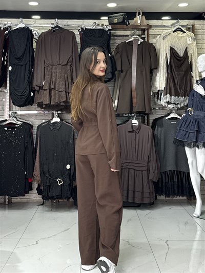 Kahve Fermuarlı Tensel Takım