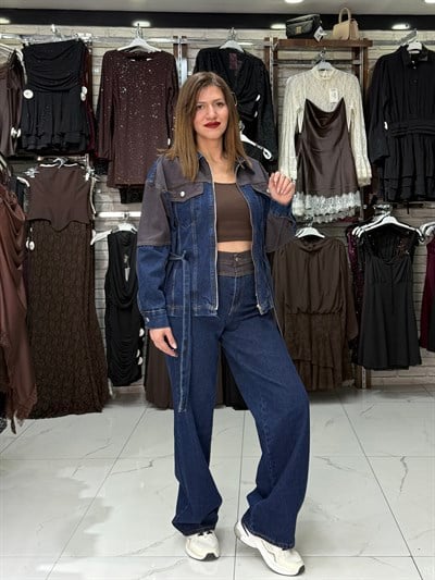 Kahve Garni Detaylı Kot Takım