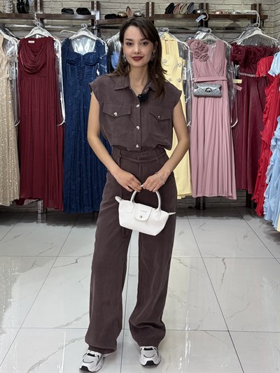Kahve Yelek Pantolon Takım