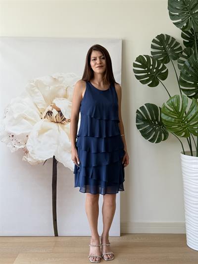 Kat Kat Lacivert Şifon Elbise