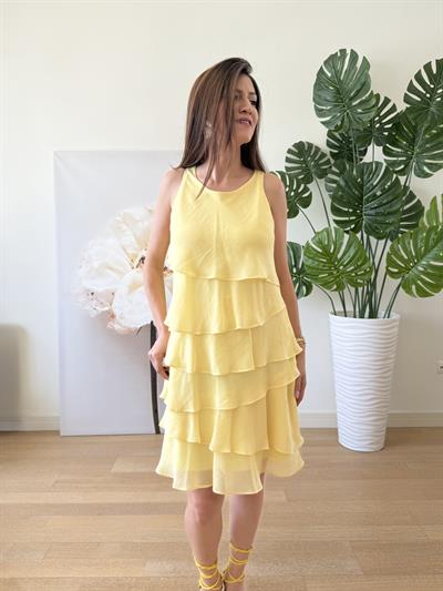 Kat Kat Şifon Elbise Sarı