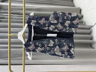 Kelebek İşlemeli Denim Yelek