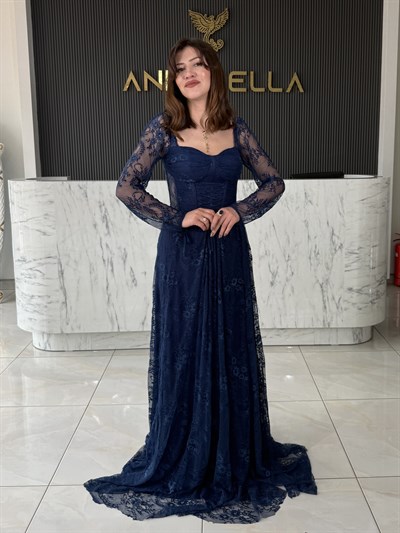 Lacivert Gotik Abiye