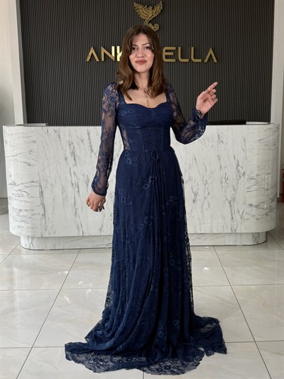 Lacivert Gotik Abiye