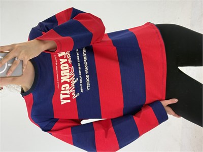 Lacivert Kırmızı New York City Çizgili Sweat