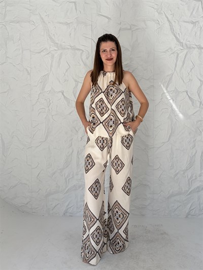 Lacivert Motif Desenli Pantolon Takım