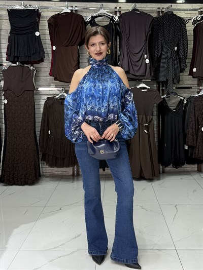 Likralı Denim İspanyol Pantolon