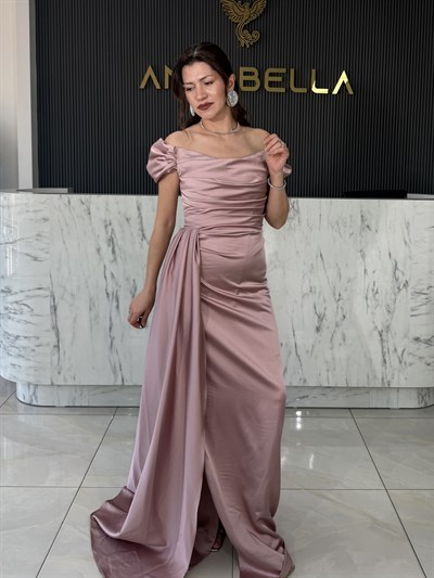 Madonna Yaka Toz Pembe Abiye