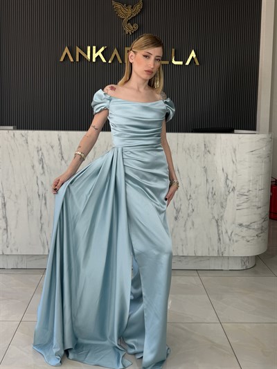 Madonna Yaka Turkuaz Abiye