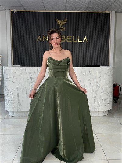 Pekin Straplez Haki Abiye