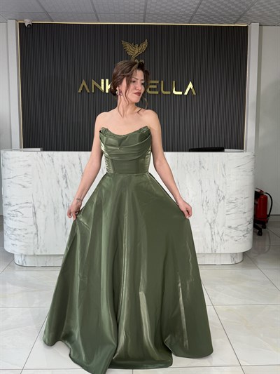 Pekin Straplez Haki Abiye