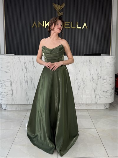 Pekin Straplez Haki Abiye