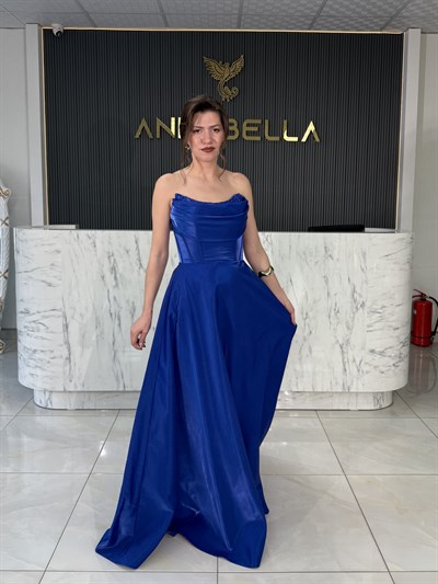 Pekin Straplez Lacivert Abiye