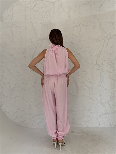 Pembe Çilek Yaka Boncuk Detaylı Takım
