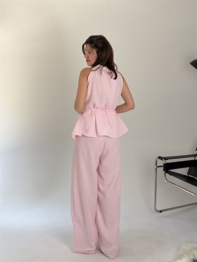 Pembe Keten Bağlamalı Takım