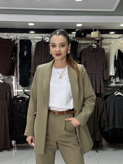 Şal Yaka Haki Blazer Ceket