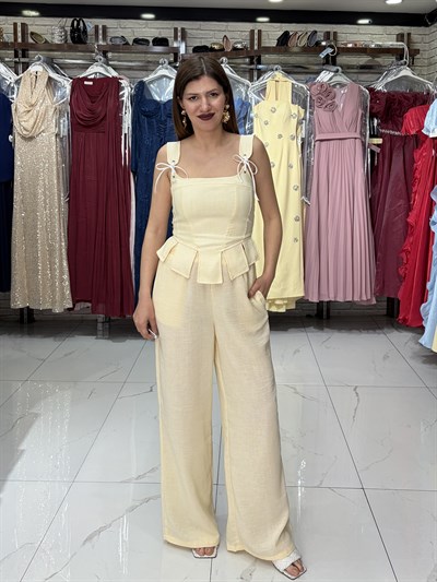 Sarı Korse Bluz Pantolon Takım