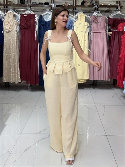Sarı Korse Bluz Pantolon Takım